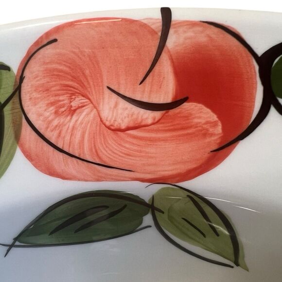 Vintage Italian Serving Bowl 13” Ceramic Peaches Leaves Cottagecore Decor - Picture 9 of 10